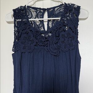 Mine Girls Large Navy Floral Lace Dress